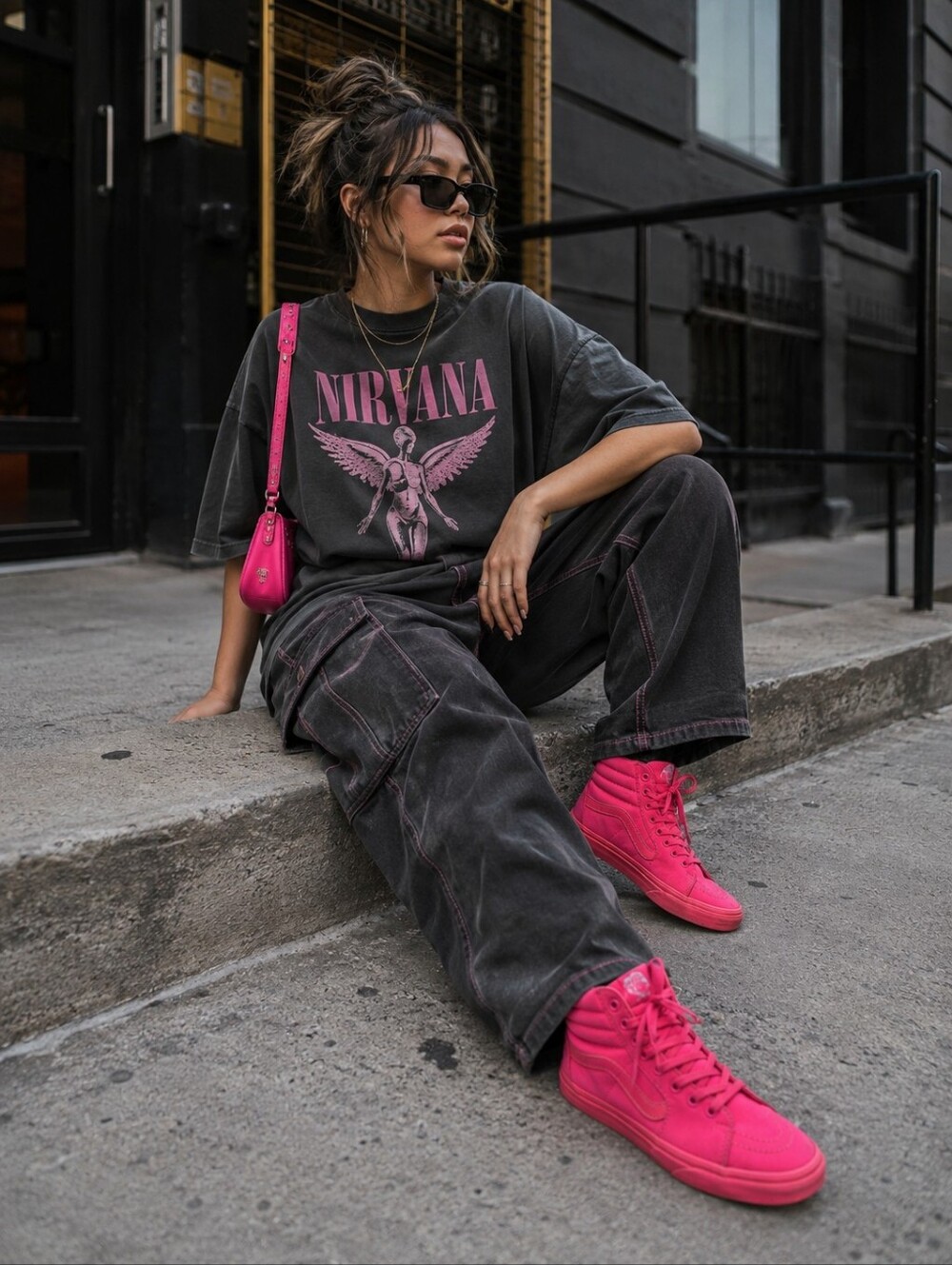 Vans Hot Pink Barbiecore Sk8 Hi Sneakers Y2K Scene Emo Womens 8.5/ Mens 7